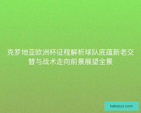 克罗地亚欧洲杯征程解析球队底蕴新老交替与战术走向前景展望全景