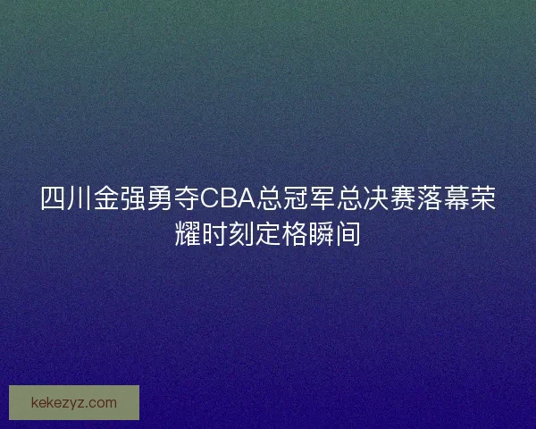 四川金强勇夺CBA总冠军总决赛落幕荣耀时刻定格瞬间
